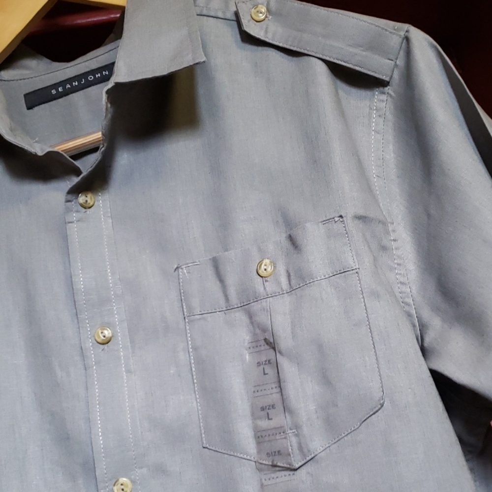 SEAN JOHN GRAY SHORT SLEEVE SHIRT SZ L - Picture 3 of 8